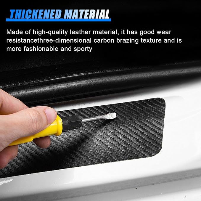 Car Door Sill Protector, Carbon Fiber Anti-Scratch Automotive Doors Edge Guards, Waterpoor Car Door Threshold Protection Auto Decoration Sticker, Universal Vehicle Interior Accessories (5PCS)
