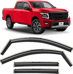 Voron Glass in-Channel Extra Durable Rain Guards for Nissan Titan 2017-2024 Crew Cab, Window Deflectors, Vent Window Visors, 4 Pieces - 200589