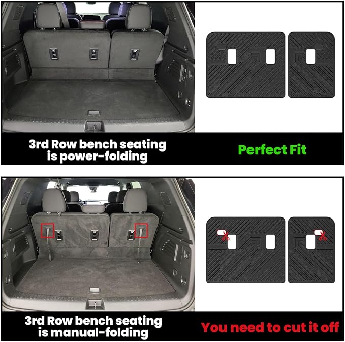 Trunk Mat with Backrest Mat for Chevrolet Chevy Traverse 2024-2026 & GMC Acadia 2024-2026 & Buick Enclave 2025-2026, All Weather TPE Custom Fit Cargo Mat Trunk Liner with Backrest Mat, Black
