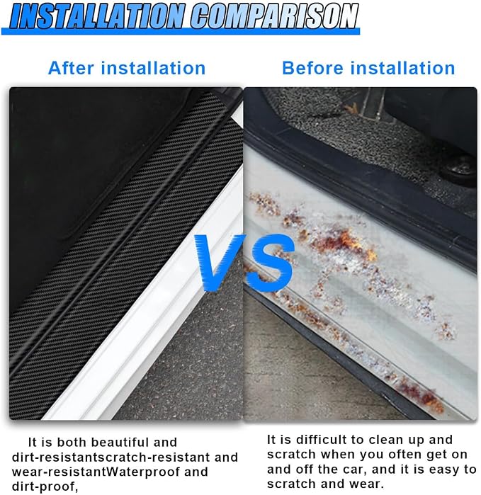 Car Door Sill Protector, Carbon Fiber Anti-Scratch Automotive Doors Edge Guards, Waterpoor Car Door Threshold Protection Auto Decoration Sticker, Universal Vehicle Interior Accessories (5PCS)
