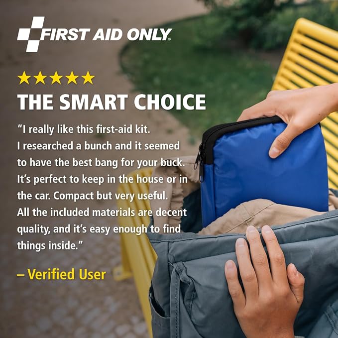 298 Piece All-Purpose Emergency First Aid Kit for Home, Office, Car, Apartment, Dorm, and Camping, Travel-Friendly Compact Pouch Fits in Backpacks, Suitcases, Cabinets, and Drawers