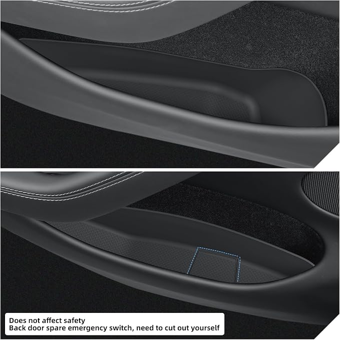 4P Door Side Storage Organizer for Tesla Model Y Juniper 2025 2026 | Standard/Premium/Performance, Front & Rear Door Slot Pocket Box, Insert Tray, TPE Model Y Juniper 2026 Accessories, Black