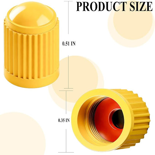 15PCS Tire Valve Stem Caps, Corrosion Resistant, with O Rubber Ring, Airtight Seal Heavy Duty Dustproof Tire Valve Stem Covers for Cars, SUV, Trucks, Bikes, Motorcycles, Bicycles(Yellow)