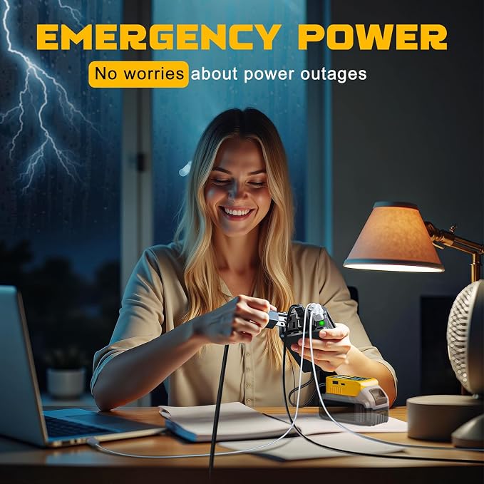 VoLtTech 300W Power Inverter 18V to 110V Compatible with Dewalt 20V Battery, Battery Inverter DC Charger Adapter with 2 AC Outlet & 2 USB Port for Vehicles, Laptop, Computer, Phone, Fan(No Battery)