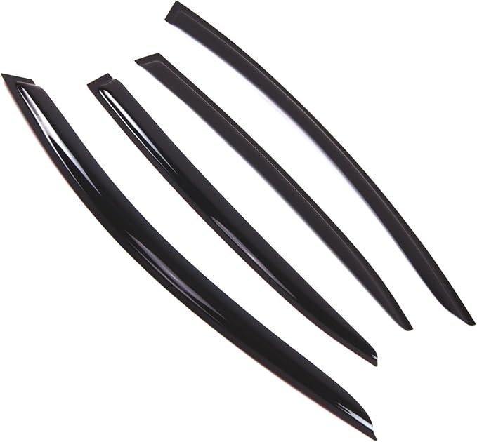 WD2-772 Dark Smoke 4 Pcs Set Window Visor (Outside Mount) Deflector Rain Guard Compatible with 2014-2016 Mazda Mazda3 Sedan