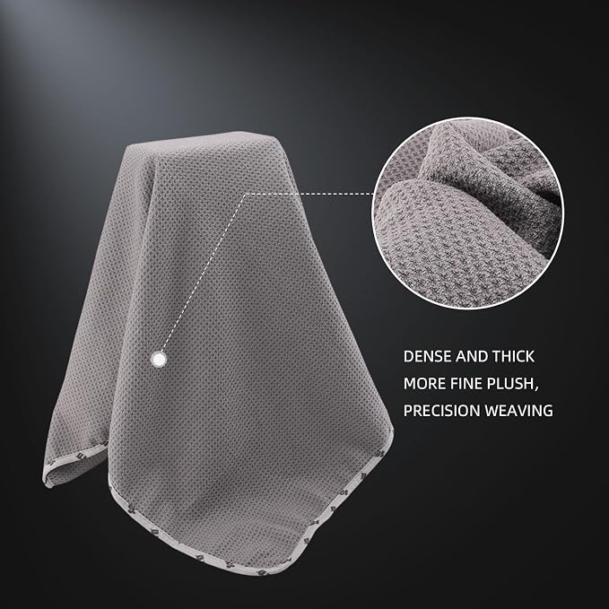 Microfiber Drying Towel, 2 PCs Car Wash Drying Towel, Waffle-Weave Highly Absorbent, Scratch Free,Big Cleaning Cloth Towel for Auto Detailing, 380GSM, 25.2 x 34.3 inch, Grey-MT033