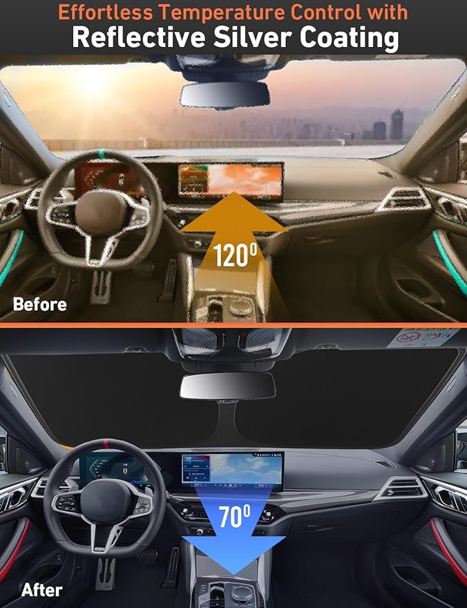 Windshield Sunshade Compatible for Volkswagen VW Atlas 2018-2023 2024 2025 2026, Sun Visor for Front Windshield & Window Sun Shade Cover, UV Heat Blocker & Protector, Car Accessories