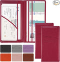 2Pack Car Registration and Insurance Holder,Car Document Holder for Cards License with Magnetic Shut,Vehicle Glove Box Car Organizer for Documents, Cards, License(Rose red)