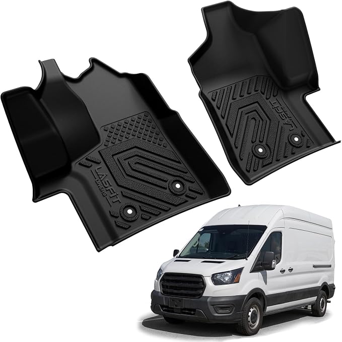 Floor Mats for Ford Transit 2022-2026 Vinyl Floor w/Posts Only, Transit 150/250/350/350HD All Weather TPE Protector, Full Coverage Floor Liners for Transit-150 250 350 350HD Accessories