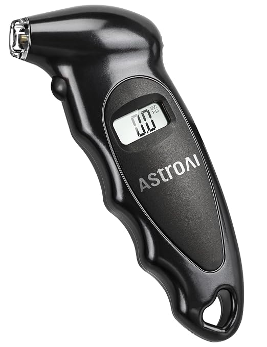 Digital Tire Pressure Gauge Calibrated to ANSI B40.7 +/-1PSI, Accurate in 0.1 Increments, Tire Repair Tools 4 Pressure Measurements for Car Truck with Backlight LCD, Black