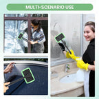 Windshield Cleaner Tool Car Window Cleaner with 6 Reusable and Washable Microfiber Pads and Extendable Handle Auto Inside Glass Wiper Kit (Green)