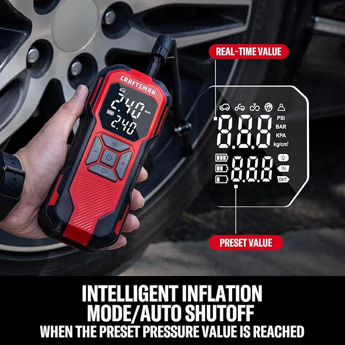 Tire Inflator Portable Air Compressor, Cordless Mini Air Pump for Car Tires with Digital Tire Pressure Gauge, 6000mAh Battery Powered Air Pump, Max Pressure 150 PSI, 12V DC Corded