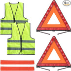 Warning Triangles Safety Triangle Emergency Kit Foldable Reflective Triangles with Base Roadside Triangle Kit with Reflective Warning Vest