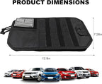 Molle Car Sun Visor Organizer, Multi-Pocket Zippered Visor Pouch with Tactical Panel & Glasses Clip, Sunshade Tactical Gear Storage Organizer for Trucks SUVs Patrol Cars