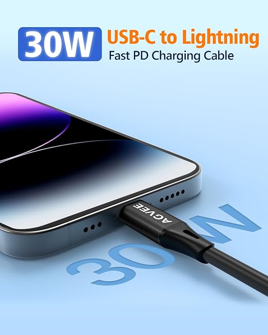 3ft Coiled Short USB-C to Lightning Charging Cable [MFI Certified] 30W PD Fast Charger Cord in Car for iPhone 14/13/12/11/XS/8/7/6/5 CarPlay, iPad, iPod, Black
