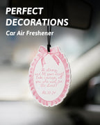 Coquette Pink Bow Christian Shaped Car Air Freshener 5 Pcs | Girly Religious Hanging Air Freshener, Preppy Pink Christian Car Accessories Mirror Decor for Women Teen Girls