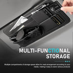 Car Sun Visor Organizer, Multi-functional Vehicle Storage Clip with Sunglasses Holder Document Holder, PU Minimalist Stylish Storage Interior Organizer, for Most Vehicles (Black)