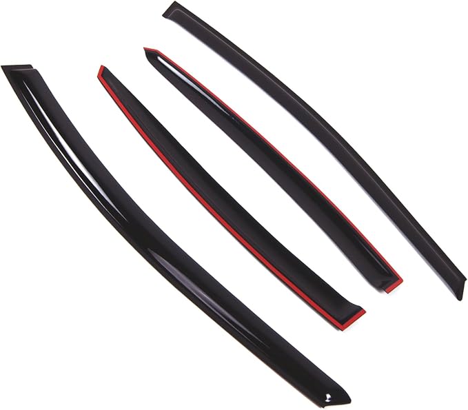 WD2-586 Dark Smoke 4 Pcs Set Window Visor (Outside Mount) Deflector Rain Guard Compatible with 2011-2016 Hyundai Elantra