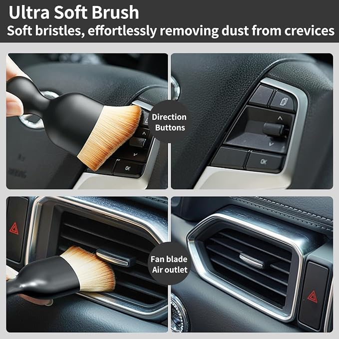 Car Detailing Brush Set - 4-Piece Kit for Interior & Exterior Cleaning - Premium Car Wash Brush for Professional Results ﻿car Duster Interior