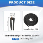 1/25" 13FT Rubber Edge Trim, Flexible U Channel Edge Guard Protector for Keen Edge Sheet Metal Car Doors Hatches Table Corners, Black