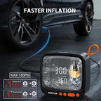 Tire Inflator Portable Air Compressor, 150PSI 12V DC Air Pump with Dual Digital Pressure Gauge & Auto Shut-Off, Air Compressor Portable with LED Light for Car, Motorcycle, Bicycle, Ball, Orange