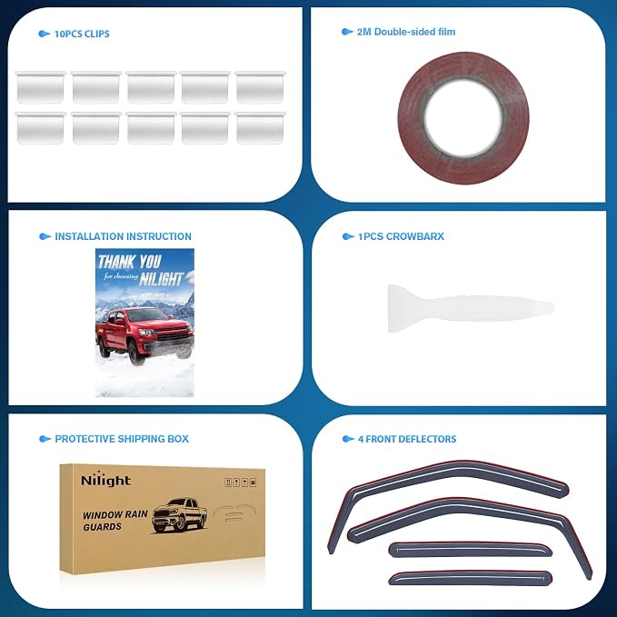 in-Channel Rain Guards for Ford F150 SuperCrew 2015 2016 2017 2018 2019 2020,Window Visors Vent Deflectors, Smoke Tinted, Wind & Rain Protection, Car Wash Safe – 4PCS