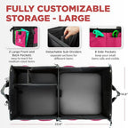 Pink Car Accessories For Women, Trunk Organizer For Car, Suv, Jeep Premium Adjustable Multi Compartments Collapsible (Large Capacity)