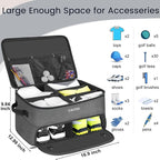 2 Layer Golf Trunk Organizer, Golf Gifts for Men with Separate Ventilated Compartment for 2 Pair Shoes, Waterproof Car Trunk Locker for Balls, Tees, Clothes, Gloves, Gifts for Golfers