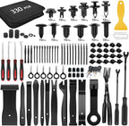 330Pcs Trim Removal Tool, Auto Push Pin Bumper Retainer Clip Set Fastener Terminal Remover Tool Adhesive Cable Clips Kit Car Panel Radio Removal Auto Clip Pliers, Black