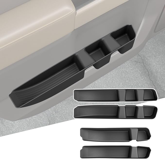 4PCS Door Side Storage Box Compatible with 2022-2026 Chevy Silverado GMC Sierra 1500 Crew Cab Door Handle Phone Pocket Tray Organizer Replacement for 2022-2026 Chevy Silverado Accessories