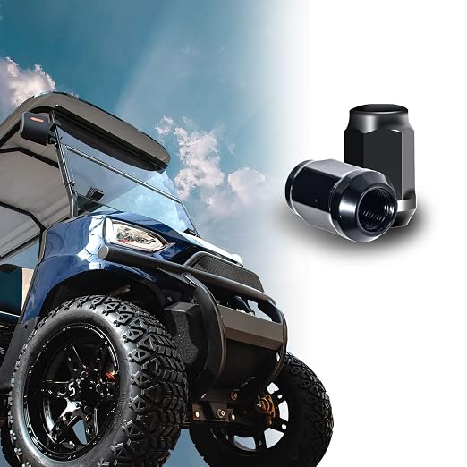 Golf Cart Wheel Lug Nuts Standard 1/2"-20 for EZGO & Club Car (16 Pack) Black