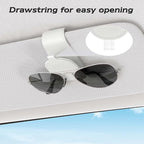 Sunglass Holder for Car Visor, White, 2 Packs | Suede Cloth, Magnetic, Organizer for Car Accessories