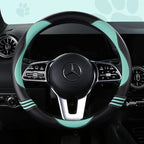 Car Steering Wheel Covers for Women Girl Padded Carbon Fiber PU Leather Cute Cartoon Auto Interior Accessories for Jeep, Truck, Universal, Anti Slip, Green, Large Size, 15.2-16in
