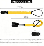 Car Steering Wheel Lock, Reliable Club Steering Wheel Lock Anti-Theft Device with 3 Keys, Max 17 Inch Length, Fits Most Vehicles, Trucks, SUVs, Vans, Golf Car Security Device - Yellow