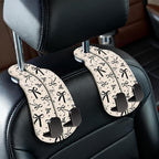 2PCS Car Hooks for Purses Bags, Cute Black Ribbon Bow Seat Back Storage Headrest Holder Hanger PU Leather Double Metal Backseat Organizer, Women Car Accessories Organization