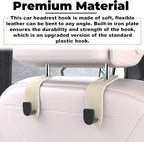 2 Pcs Seat Headrest Hook for Car, Seat Back Hanger Holder Hooks, Hanger Storage Organizer for Purse Bags Coat, Car Interior Accessories Leather Hidden Hook