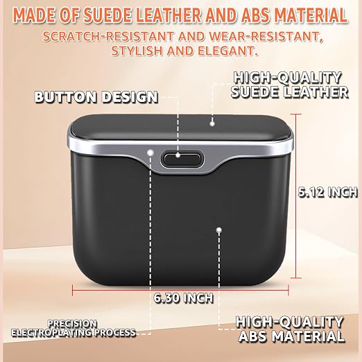 Car Trash Can, Waterproof Multi‑Functional Auto Trash Bin for Door/Console/Seat Back, Universal Vehicle Garbage Can for Car/Truck/SUV Drivers (Black)