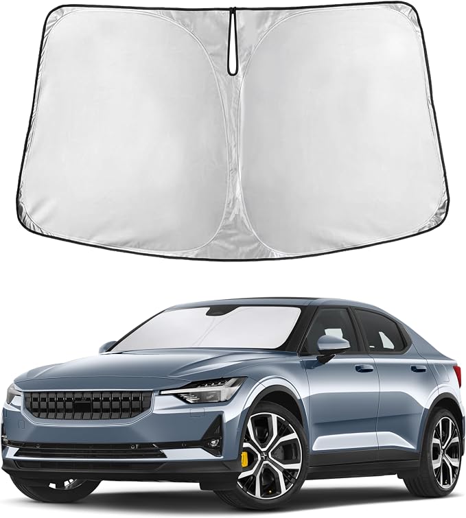Windshield Sunshade Compatible for Polestar 2 2020-2023 2024 2025, Sun Visor for Front Windshield & Window Sun Shade Cover, UV Heat Blocker & Protector, Car Accessories