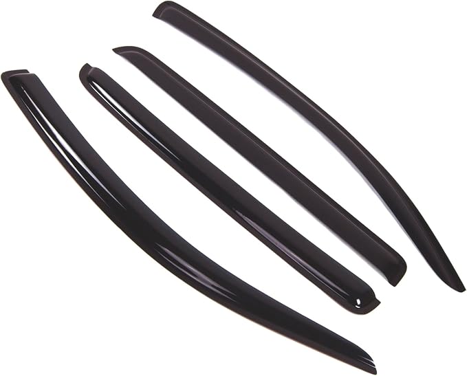 WD2-460 Dark Smoke 4 Pcs Set Window Visor (Outside Mount) Deflector Rain Guard Compatible with 2007-2016 Toyota Tundra CrewMax/Crew Cab