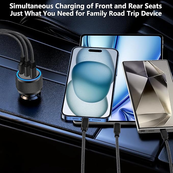 USB C Car Charger for iPhone 17, 2Pack 67W 3-Port USB-C & USB-A Fast Car Charger Cigarette Lighter Fast Charging for iPhone 17/16/15/14/13/12/Pro Max, iPad Pro, Galaxy, Google Pixel, Android