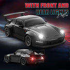 RC Drift Car, 1:24 Remote Control Car for Kids, 20KM/H 4WD High Speed RC Cars with Lights, Extra Racing Tires, Vehicle for Adults Boys Girls, Black