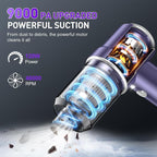 Handheld Car Vacuum Cleaner, 9000PA Vacuum Cleaner & Air Duster, 120W High Power Vacuum Portable Cordless, Hand Held Vacuum Rechargeable with Multi-Nozzles & LED Light for Home, Car, Office