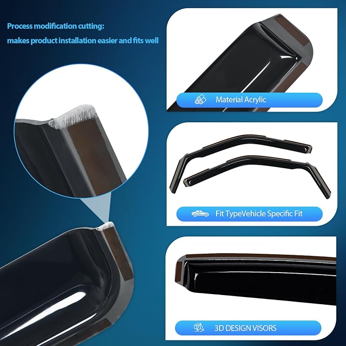 in-Channel Rain Guards for Ford F150 2021 2022 2023 2024 2026 Regular Cab/Super Cab, Vent Window Visors Low Profile Wind Deflectors for Rain & Fresh Air Ventilation, Smoke Tinted-2PCS