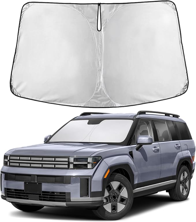 Windshield Sunshade Compatible for Hyundai Santafe 2024 2025 2026, Sun Visor for Front Windshield & Window Sun Shade Cover, UV Heat Blocker & Protector, Car Accessories
