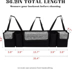 Car Trunk Organizer and Storage, Backseat Hanging Organizer for SUV, Truck, MPV, Waterproof, Collapsible Cargo Storage Bag with 5 Pockets, Bling Car Interior Accessories for Women,White