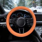 Car Steering Wheel Cover, Thin Anti-Skid Silicone Steering Wheel Cover for Men & Women, Universal Automotive Interior Accessories for Most Cars (Dark Orange)