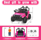 12V Ride on Toys with Parent Remote Control, Toddler Electric Car with Spring Suspension, LED Lights & Music Player - Safe Battery Car for Kids, Easy to Assemble, Pink