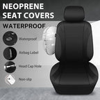 Neoprene EVA Waterproof car seat Covers Front Seats Only, Universal fit for SUV Vehicles Automotive with 5mm Composite EVA Inside,Airbag Compatible (Two Seats, Black and Black)
