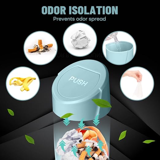 Car Trash Can Bin with Lid - Car Garbage Can Cup Holder - Dark Green Mini Leakproof Vehicle Trash Garbage Can Bin with 20pcs Trash Bags-Car Organizers and Storage for Front Back Seat Accessories