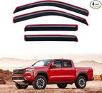 in-Channel Rain Guards for 2022-2026 Nissan Frontier Crew Cab, Window Visor Shields Vent Deflector Shade Wind Dark Smoke 2023 2024 22 23 24 25, Tape-On Outside-Mount, 4PCS